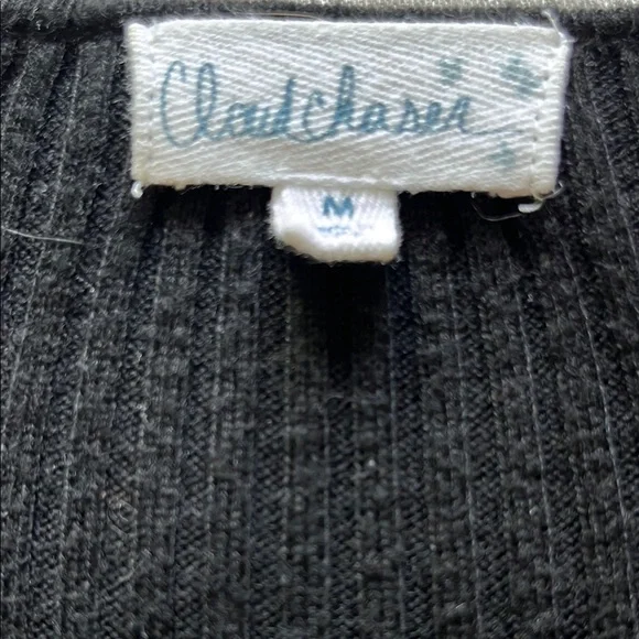 Black Long Sleeve Top with Sunflower Crochet Design Size Medium - Picture 2 of 8